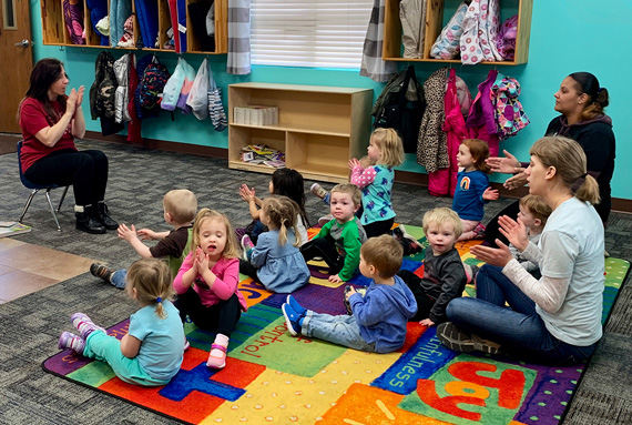 teachers with students in classroom